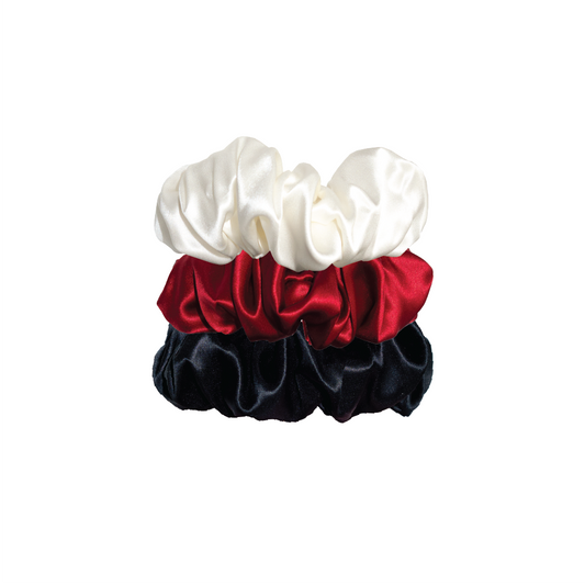 Large Silk Scrunchies | Red White Black