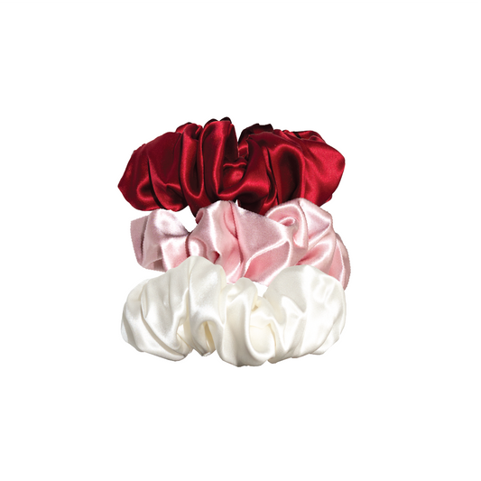 Large Silk Scrunchies | Red Pink White